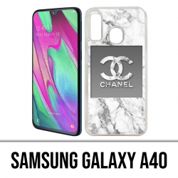 Samsung Galaxy A40 Case - Chanel White Marble