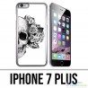 Custodia per iPhone 7 Plus - Testa di teschio rose nero bianco