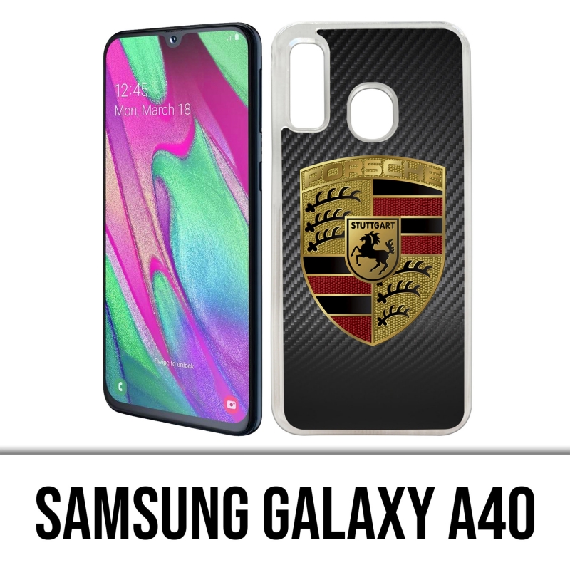 Carcasa Samsung Galaxy A40 - Porsche Logo Carbon