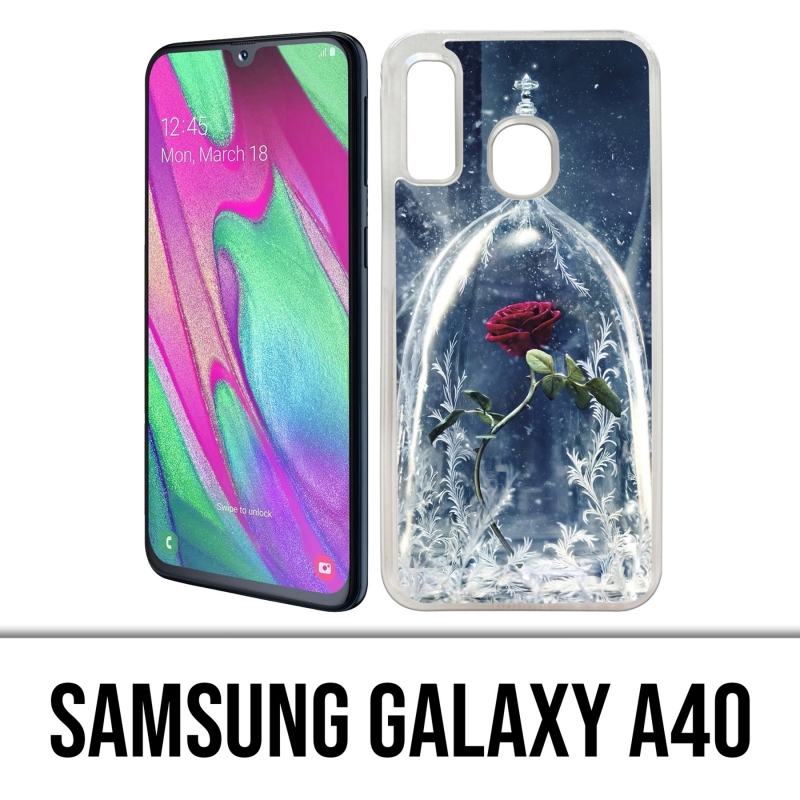 Funda Samsung Galaxy A40 - La bella y la bestia rosadas