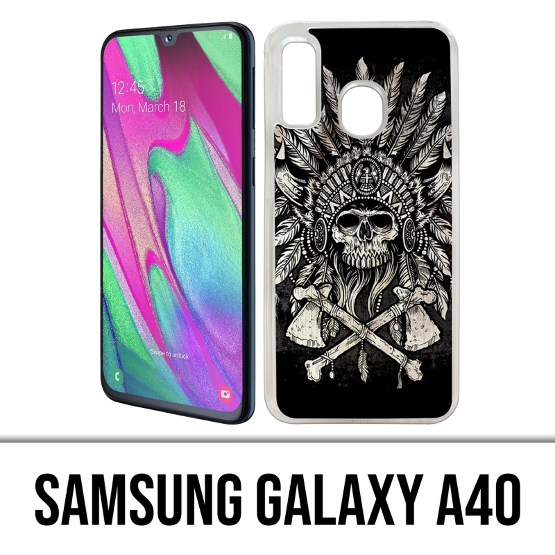 Custodia per Samsung Galaxy A40 - Piume di testa di teschio