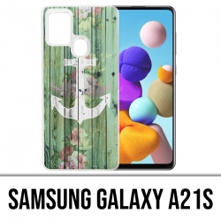 Custodia per Samsung Galaxy A21s - Anchor Navy Wood