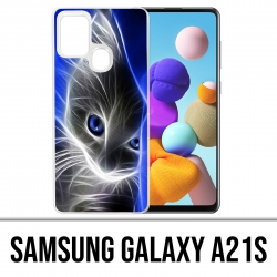 Custodia per Samsung Galaxy A21s - Gatto occhi azzurri