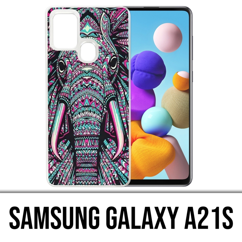 Coque Samsung Galaxy A21s - Éléphant Aztèque Coloré