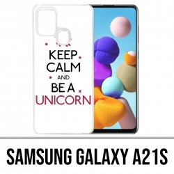 Coque Samsung Galaxy A21s - Keep Calm Unicorn Licorne