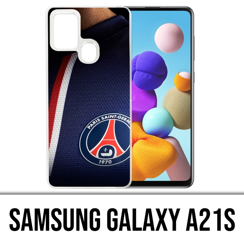 Custodia per Samsung Galaxy A21s - Maglia blu Psg Paris Saint Germain