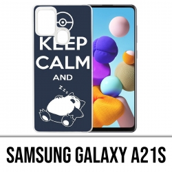 Samsung Galaxy A21s Case - Pokémon Snorlax Keep Calm