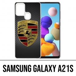Custodia per Samsung Galaxy A21s - Logo Porsche in carbonio