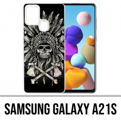 Custodia per Samsung Galaxy A21s - Piume di testa di teschio