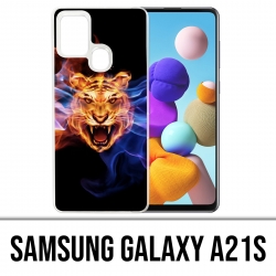 Custodia per Samsung Galaxy A21s - Flames Tiger