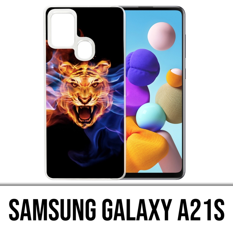 Samsung Galaxy A21s Case - Flames Tiger
