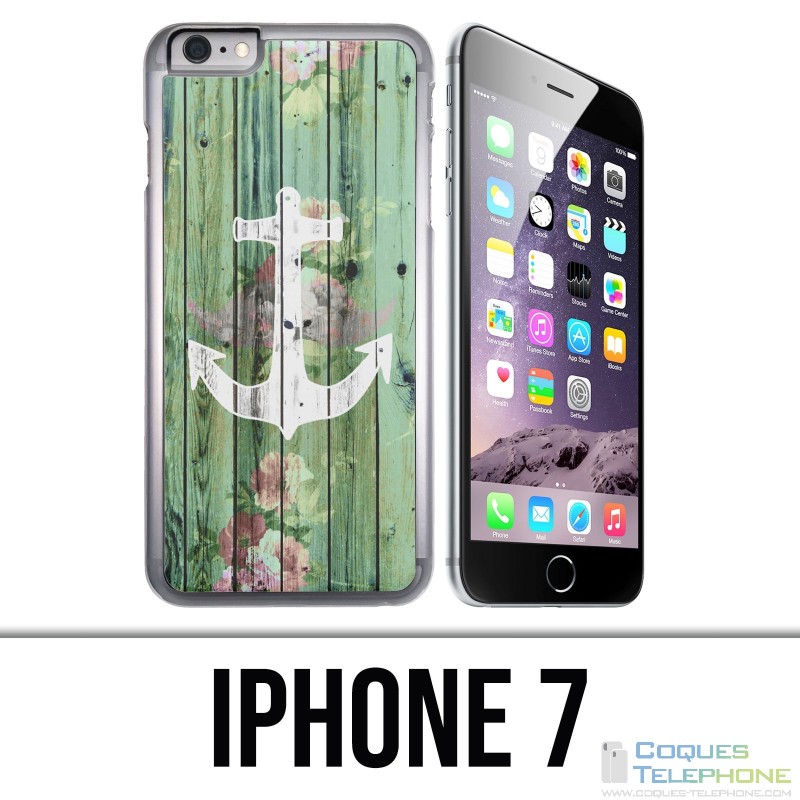 Coque iPhone 7 - Ancre Marine Bois