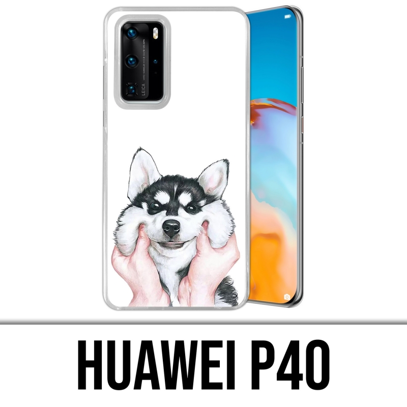 Coque Huawei P40 - Chien Husky Joues