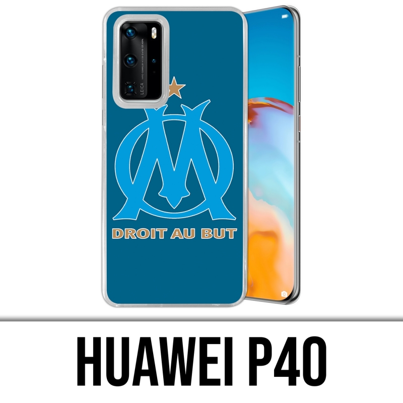 Coque Huawei P40 - Logo Om Marseille Big Fond Bleu