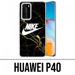 Huawei P40 Case - Nike Logo Gold Marmor