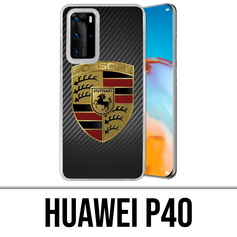 Custodia per Huawei P40 - Logo Porsche in carbonio