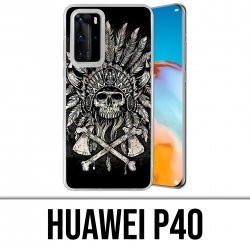 Custodia per Huawei P40 - Piume Testa di Teschio