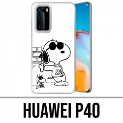 Coque Huawei P40 - Snoopy Noir Blanc
