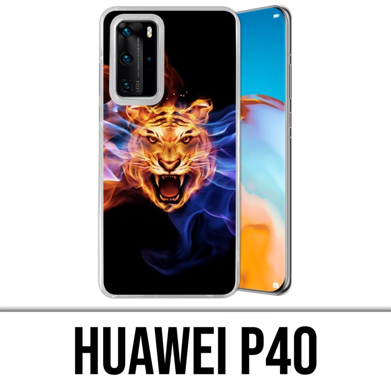 Coque Huawei P40 - Tigre Flammes