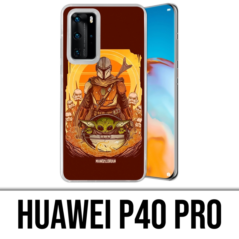 Coque Huawei P40 PRO - Star Wars Mandalorian Yoda Fanart