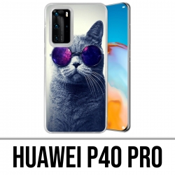 Coque Huawei P40 PRO - Chat Lunettes Galaxie