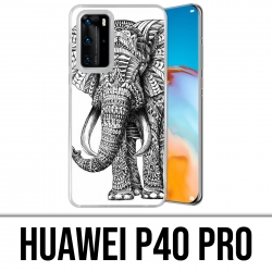 Coque Huawei P40 PRO - Éléphant Aztèque Noir Et Blanc