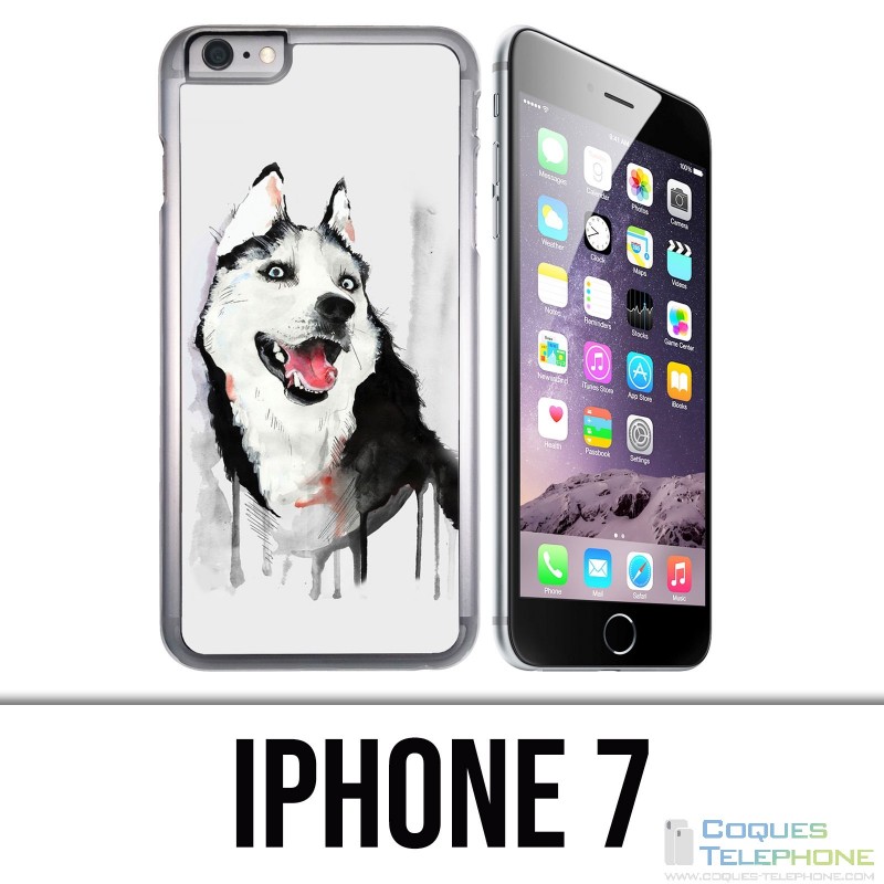 Coque iPhone 7 - Chien Husky Splash