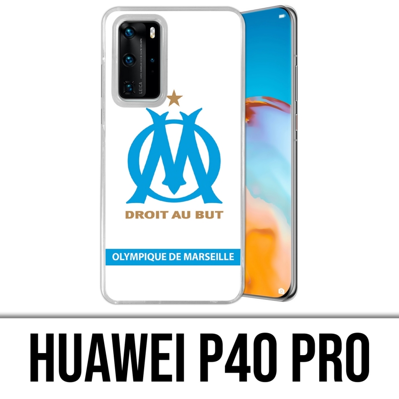Coque Huawei P40 PRO - Logo Om Marseille Blanc