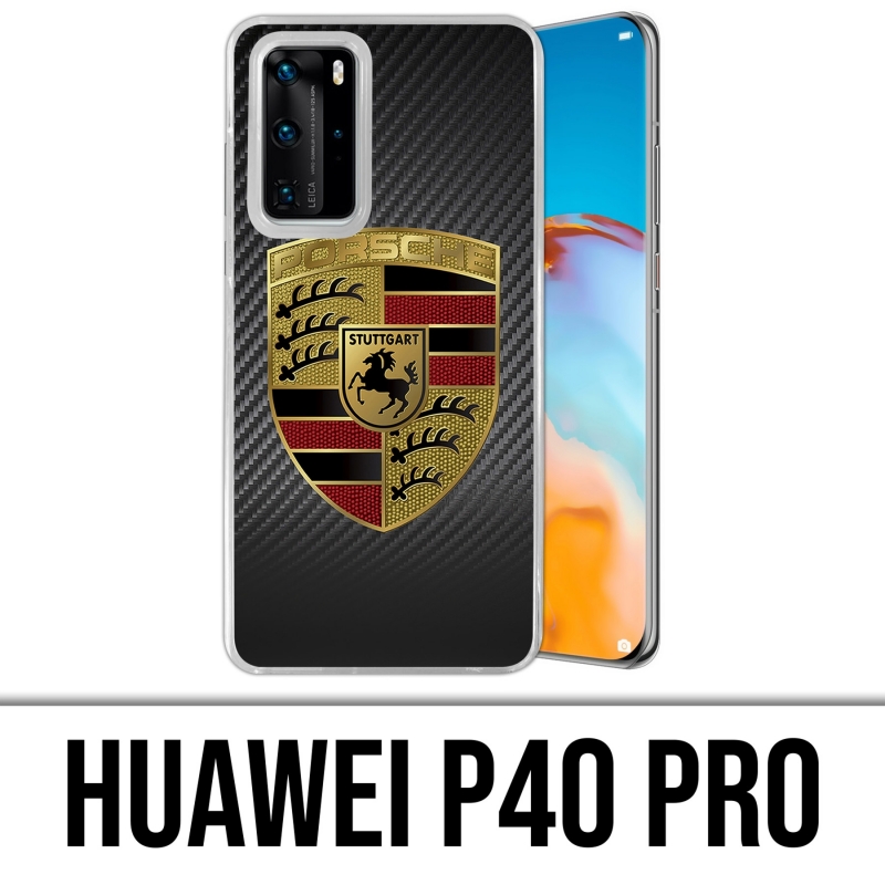 Coque Huawei P40 PRO - Porsche Logo Carbone