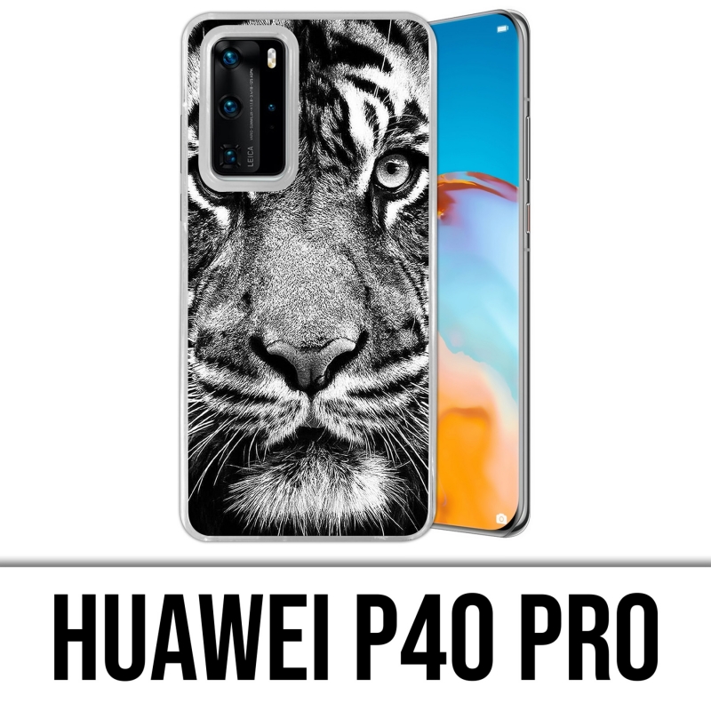 Huawei P40 PRO Case - Black And White Tiger