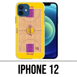 Coque iPhone 12 - Terrain Besketball Lakers Nba