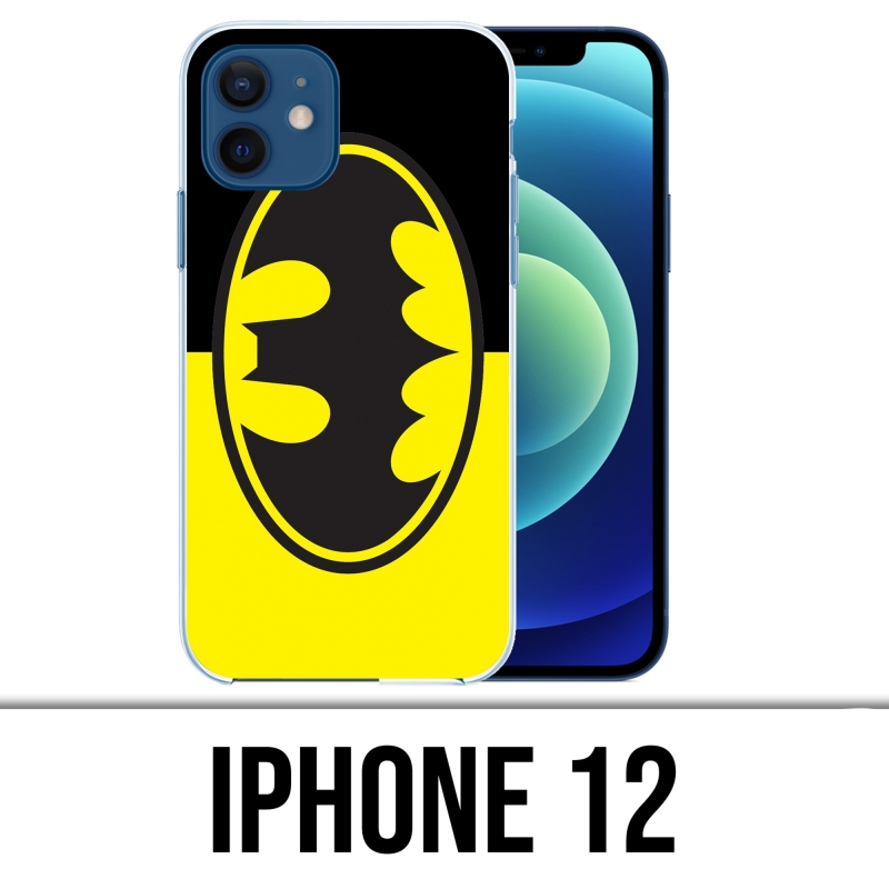 Custodia per iPhone 12 - Batman Logo Classic giallo nero