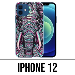 Funda para iPhone 12 - Elefante azteca de colores