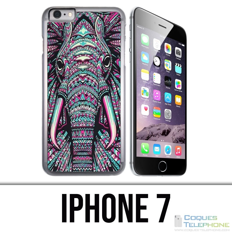 Coque iPhone 7 - Eléphant Aztèque Coloré