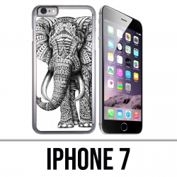 Coque iPhone 7 - Eléphant Aztèque Noir Et Blanc