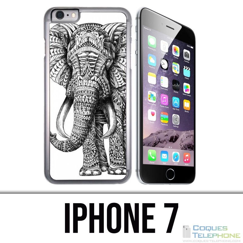 IPhone 7 Case - Black and White Aztec Elephant