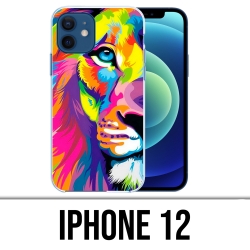 Coque iPhone 12 - Lion Multicolore