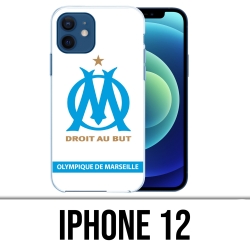 Coque iPhone 12 - Logo Om Marseille Blanc