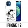 Custodia per iPhone 12 - Snoopy nero bianco