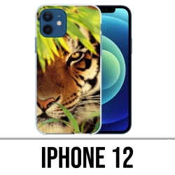 Coque iPhone 12 - Tigre Feuilles