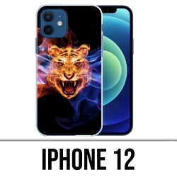 Coque iPhone 12 - Tigre Flammes