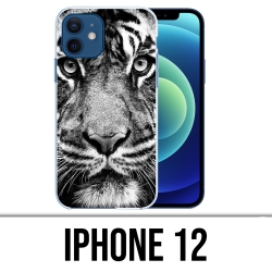 Coque iPhone 12 - Tigre Noir Et Blanc