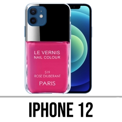 Coque iPhone 12 - Vernis Paris Rose