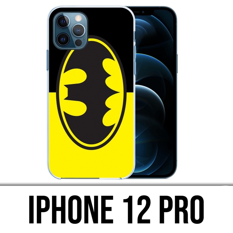 Coque iPhone 12 Pro - Batman Logo Classic Jaune Noir