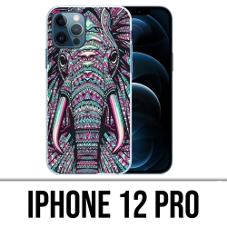 Coque iPhone 12 Pro - Éléphant Aztèque Coloré