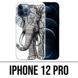 Custodia per iPhone 12 Pro - Elefante azteco bianco e nero