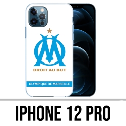 Coque iPhone 12 Pro - Logo Om Marseille Blanc