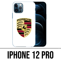 Custodia per iPhone 12 Pro - Logo Porsche bianco