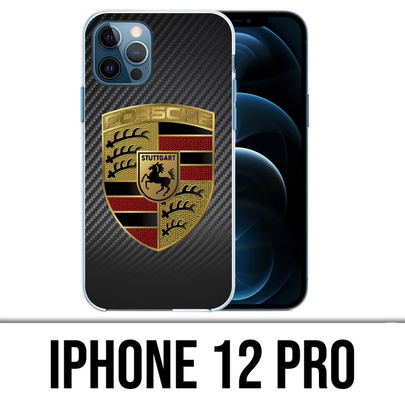 Custodia per iPhone 12 Pro - Porsche Logo Carbon