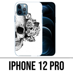 Funda para iPhone 12 Pro - Skull Head Roses Negro Blanco